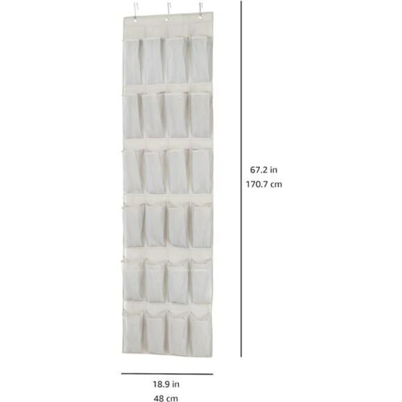 Over Door Hanging Shoe Organizer 24 Pocket Rack Holder Closet Storage Grey - Picture 2 of 8